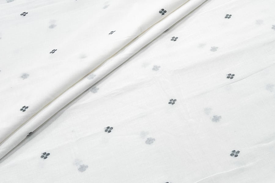 White Woven Design Flowy HandLoom Pure Soft Cotton Fabric White Woven Design Flowy HandLoom Pure Soft Cotton Fabric - Image 1