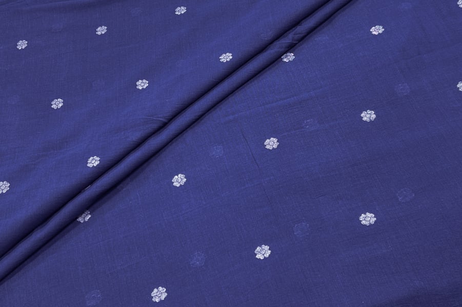 Twilight Indigo Woven Design Flowy HandLoom Pure Soft Cotton Fabric Twilight Indigo Woven Design Flowy HandLoom Pure Soft Cotton Fabric - Image 1