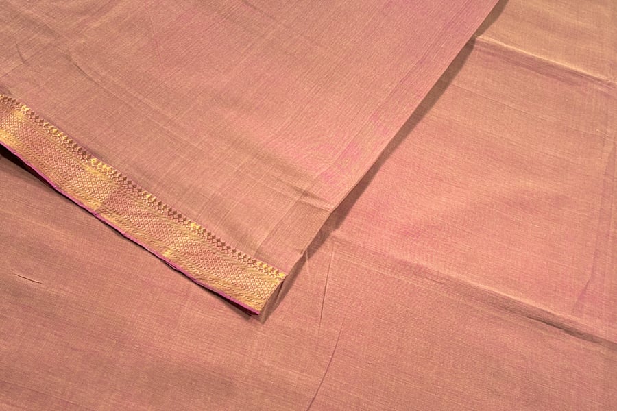 Soft Apricot Handwoven Zari Border Pure Cotton Fabric Soft Apricot Handwoven Zari Border Pure Cotton Fabric - Image 1