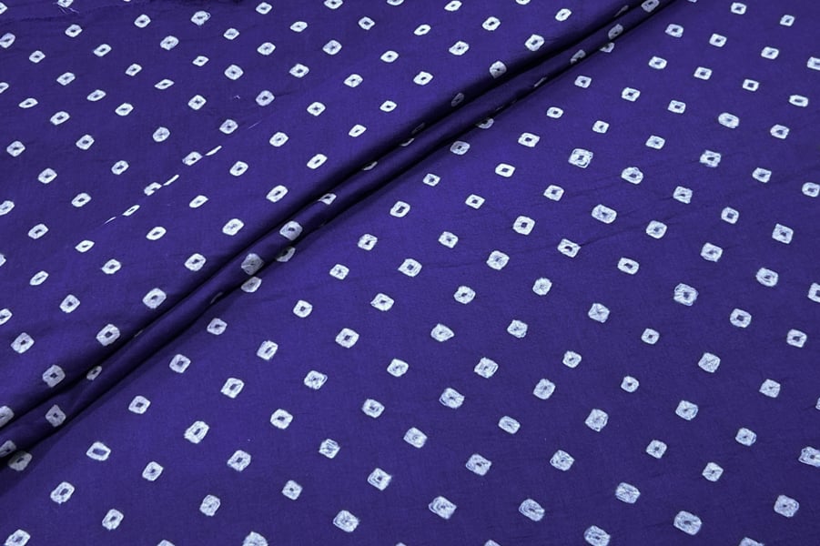 Indigo Blue Bandhani Tie Dye 100% Pure Soft Cotton Satin Finish Fabric Indigo Blue Bandhani Tie Dye 100% Pure Soft Cotton Satin Finish Fabric - Image 1