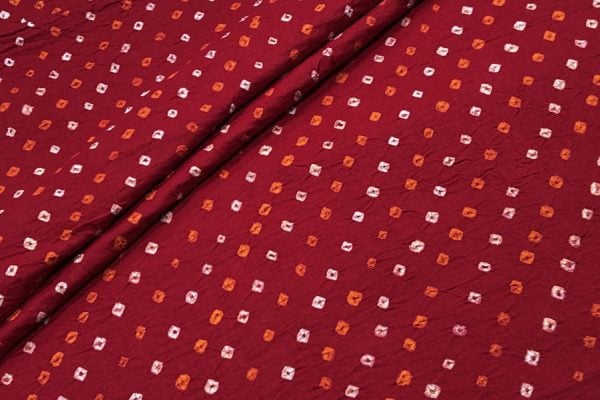 Red Bandhani Tie Dye 100% Pure Soft Cotton Satin Finish Fabric