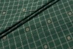 Hunter Green Checkered Woven Design Flowy HandLoom Pure Soft Cotton Fabric