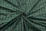 Hunter Green Checkered Woven Design Flowy HandLoom Pure Soft Cotton Fabric - Image 3