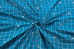 Sea Blue Checkered Woven Design Flowy HandLoom Pure Soft Cotton Fabric - Image 3