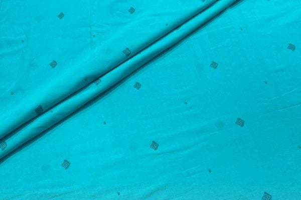 Sky Blue Woven Design Flowy HandLoom Pure Soft Cotton Fabric
