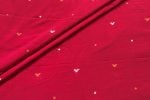 Cardinal Red Woven Design Flowy HandLoom Pure Soft Cotton Fabric
