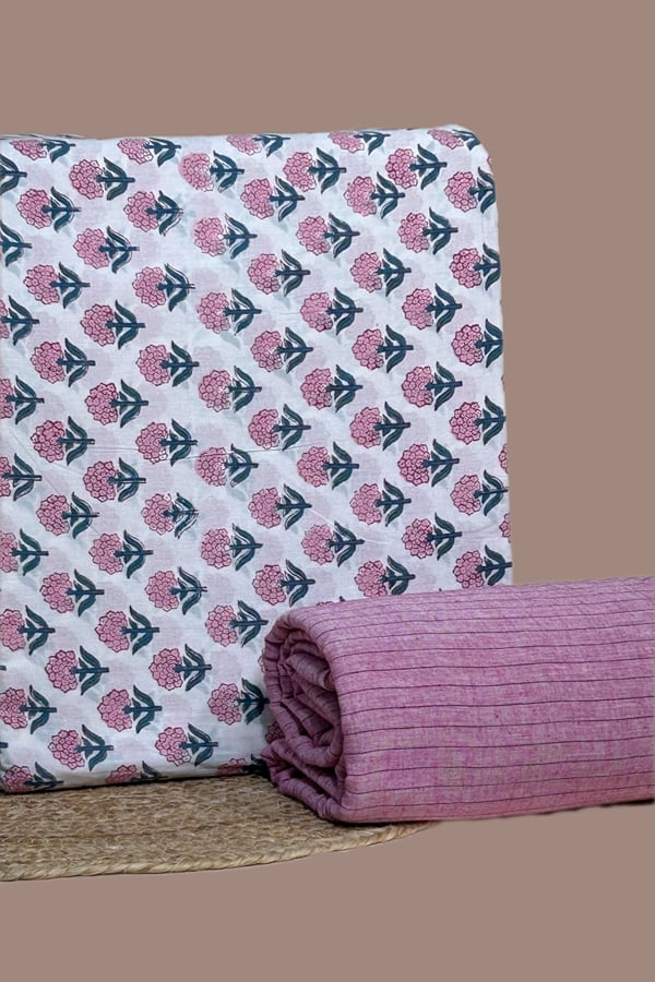 White - 2pc Pure Soft Cotton Top and Handloom Cotton Bottom Fabric Set White - 2pc Pure Soft Cotton Top and Handloom Cotton Bottom Fabric Set - Image 1