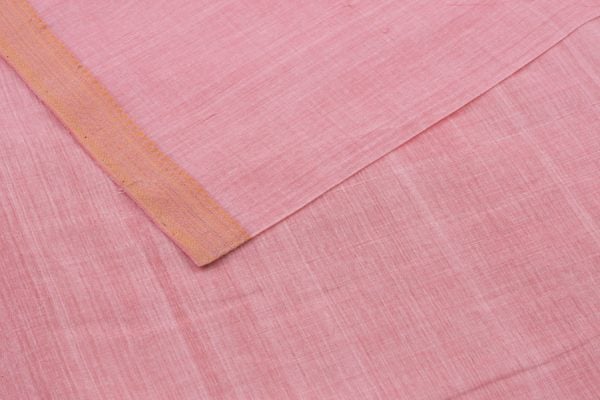 Soft Blossom Pink Handwoven Zari Border Pure Cotton Fabric
