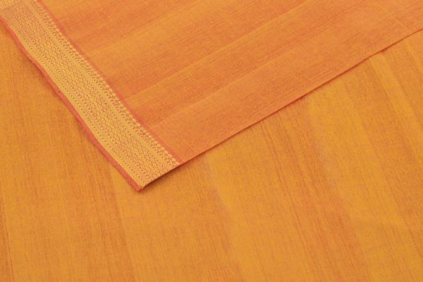 Prer-Cut 1.40m Carrot Orange Handwoven Zari Border Pure Cotton Fabric
