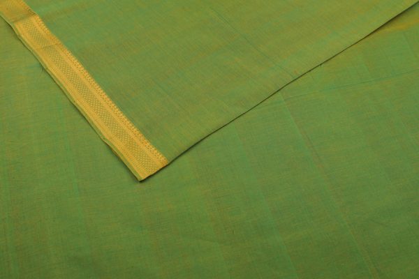 Pre-Cut 1.65m Yellow Green Handwoven Zari Border Pure Cotton Fabric