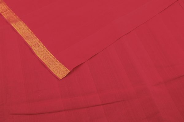 Carmine Red Handwoven Zari Border Pure Cotton Fabric