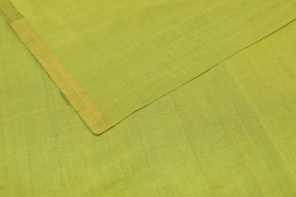 Pre-Cut 0.70m Lime Moss Green Handwoven Zari Border Pure Cotton Fabric