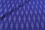 French Blue Mercerised Fine Handloom Ikkat Tie-Dye Pure Soft Cotton Fabric