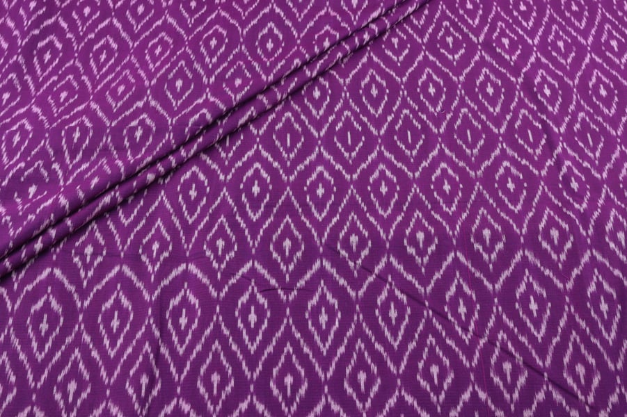 Royal Orchid Purple Mercerised Fine Handloom Ikkat Tie-Dye Pure Soft Cotton Fabric Royal Orchid Purple Mercerised Fine Handloom Ikkat Tie-Dye Pure Soft Cotton Fabric - Image 1
