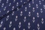 Prussian Blue Mercerised Fine Handloom Ikkat Tie-Dye Pure Soft Cotton Fabric