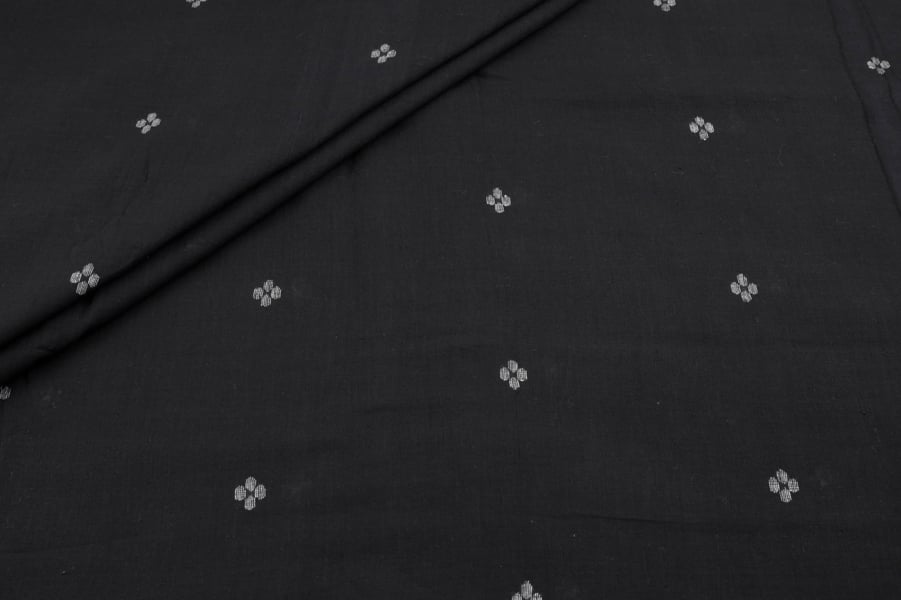 Black Woven Design Flowy HandLoom Pure Soft Cotton Fabric Black Woven Design Flowy HandLoom Pure Soft Cotton Fabric - Image 1