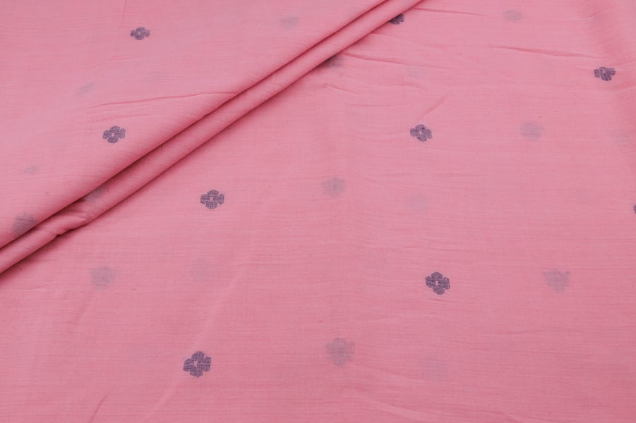 Cherry Blossom Pink Woven Design Flowy HandLoom Pure Soft Cotton Fabric Cherry Blossom Pink Woven Design Flowy HandLoom Pure Soft Cotton Fabric - Image 1
