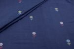 Midnight Blue Woven Design Flowy HandLoom Pure Soft Cotton Fabric