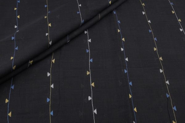 Pre-Cut 0.70m Black Woven Design Flowy HandLoom Pure Soft Cotton Fabric