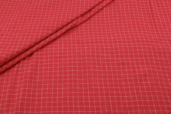 Pre-Cut 1m Scarlet Red Flowy HandLoom Woven Checkered Pure Soft Cotton Fabric