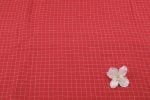 Scarlet Red Flowy HandLoom Woven Checkered Pure Soft Cotton Fabric - Image 2