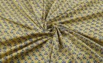 Royal Gold Yellow Floral Handblock Printed 100% Pure Soft Cotton Fabric - Image 3