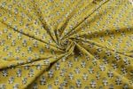 Tuscany Yellow Floral Handblock Printed 100% Pure Soft Cotton Fabric - Image 3