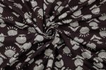 Rich Mahogany Brown Floral Handblock Printed 100% Pure Soft Cotton Fabric - Image 3