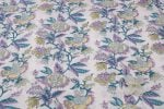 White Floral Handblock Printed 100% Pure Soft Cotton Fabric - Image 2