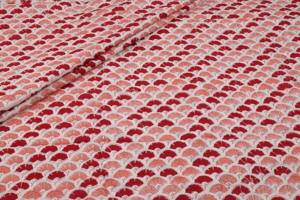 Pre-Cut 2.15m White Floral Handblock Printed 100% Pure Soft Cotton Fabric