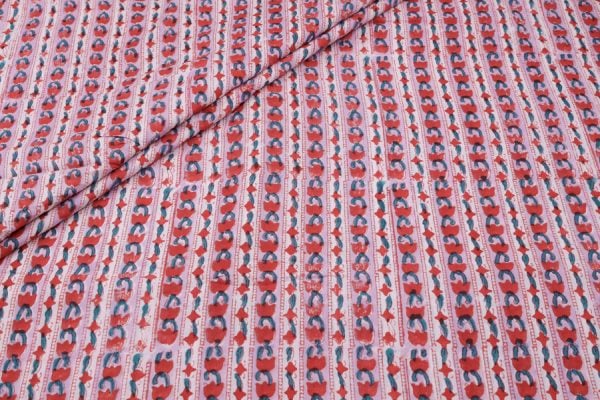 Lilac Purple Floral Handblock Printed 100% Pure Soft Cotton Fabric