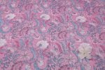 Blush Pop Pink Floral Handblock Printed 100% Pure Soft Cotton Fabric - Image 2
