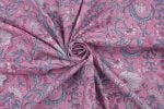 Blush Pop Pink Floral Handblock Printed 100% Pure Soft Cotton Fabric - Image 3
