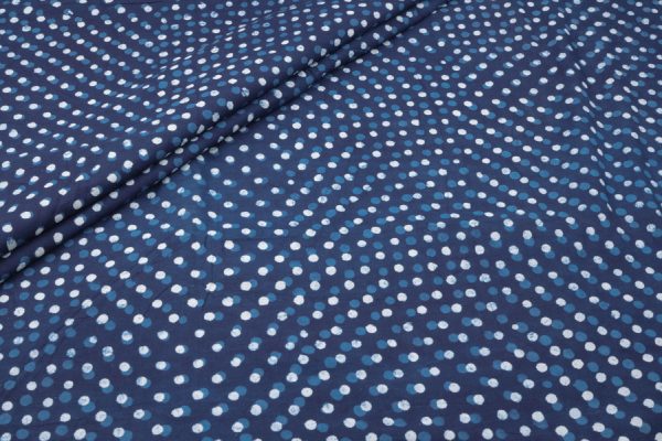 Natural Indigo Blue Bagru Handblock Printed Cotton Fabric