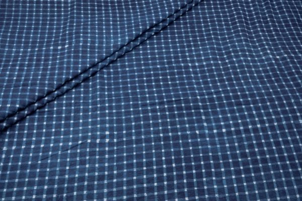 Pre-cut 0.80m Natural Indigo Blue Bagru Handblock Printed Cotton Fabric