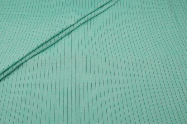 Pre-Cut 1.50m Pearl Aqua Green Flowy HandLoom Woven Stripes Pure Soft Cotton Fabric