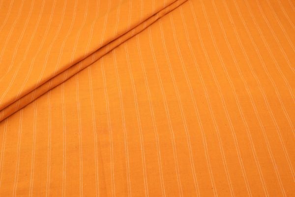 Pre-Cut 0.90m Golden Orange Yellow Flowy HandLoom Woven Stripes Pure Soft Cotton Fabric