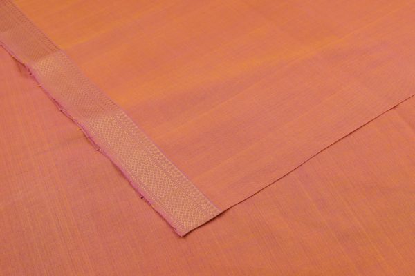 Tangerine Orange Handwoven Zari Border Pure Cotton Fabric