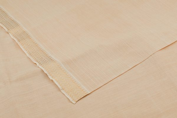 Almond Cream Handwoven Zari Border Pure Cotton Fabric