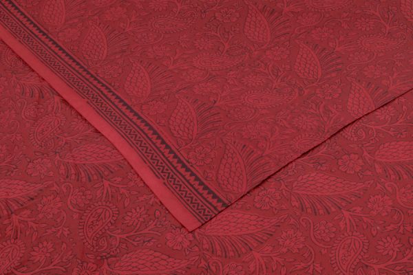 Pre-Cut 2.35m Ruby Red Handblock Bagh Printed Cotton Fabric