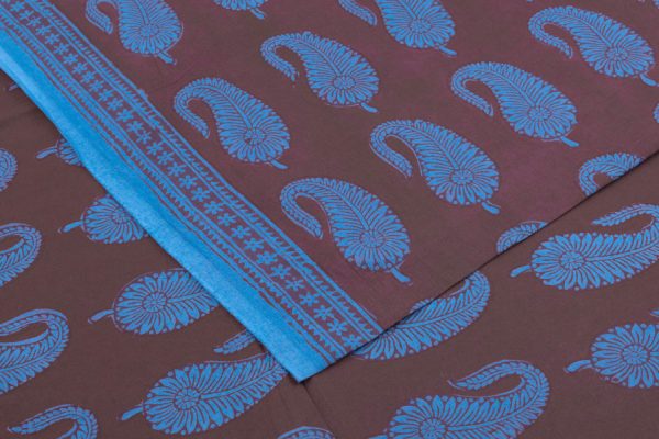 Espresso Brown Handblock Bagh Printed Cotton Fabric