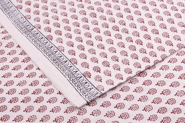Natural White Handblock Bagh Printed Cotton Fabric