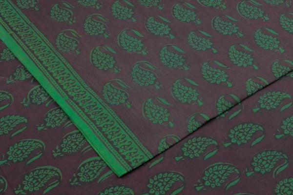 Espresso Brown Handblock Bagh Printed Cotton Fabric
