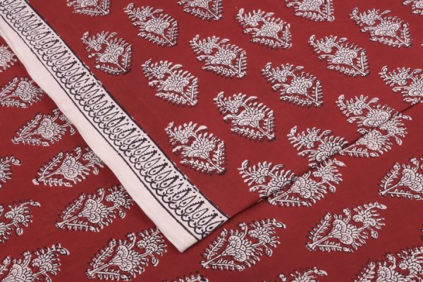 Madder Red Handblock Bagh Printed Cotton Fabric