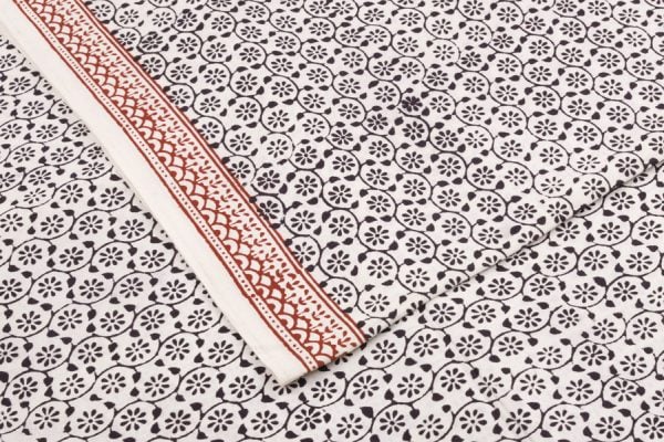 Natural White Handblock Bagh Printed Cotton Fabric