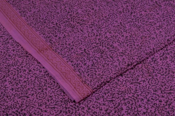 Plum Purple Handblock Bagh Printed Cotton Fabric