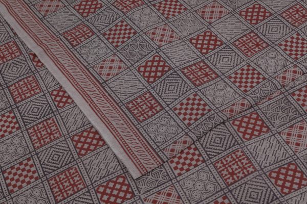 Pre-Cut 1.95m Gray Handblock Bagh Printed Cotton Fabric