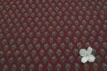 Dark Wine Red Handblock Bagh Printed Cotton Fabric - Image 2