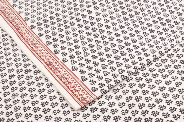 Pre-Cut 1.40m Natural White Handblock Bagh Printed Cotton Fabric