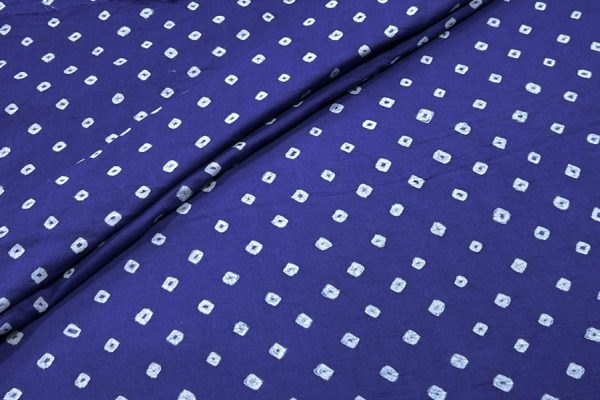 Pre-Cut 2m Majorelle Blue Bandhani Tie Dye 100% Pure Soft Cotton Satin Finish Fabric
